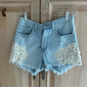 Jessica Simpson Light Blue 5 Button Denim Shorts with Lace Detail Sz 26 $25